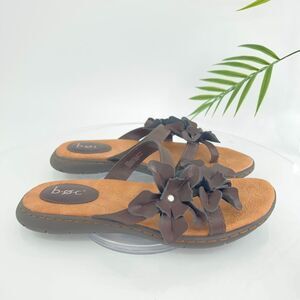Born BOC Women's Sandal Size 8 Brown Slide Flower Flat Slip On Shoes